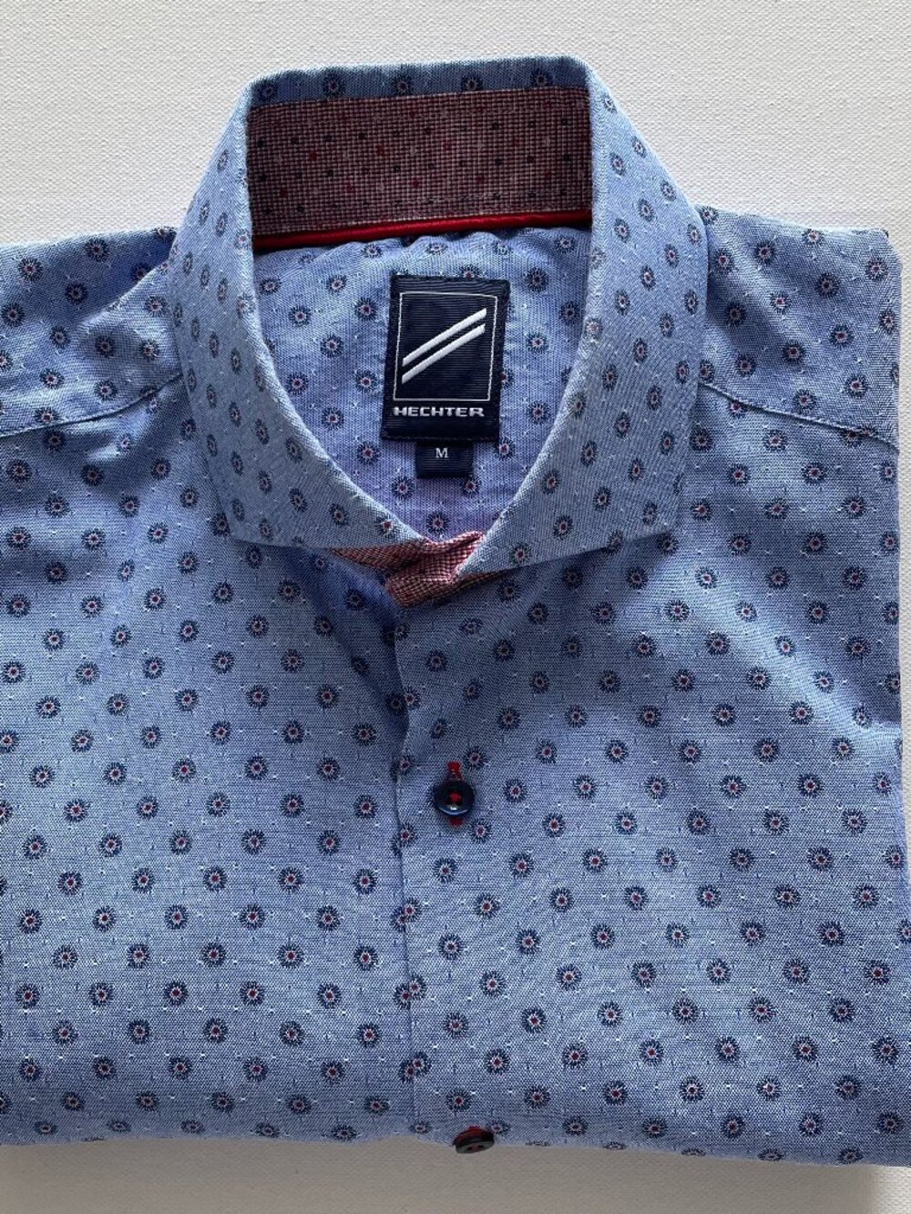 Daniel Hechter Paris Blue Geometric Print Long-Sleeve Dress Shirt